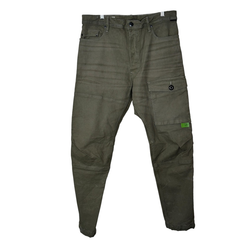 G-Star Raw Bearing Cargo Pants 3D Relaxed Tapered Olive Utility Canvas 33 x 32